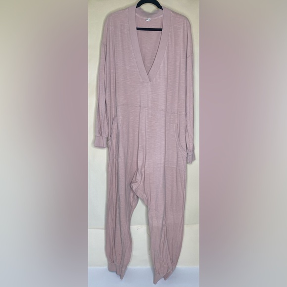Free People Soft Blush V-Neck Relaxed Jumpsuit - Picture 2 of 10